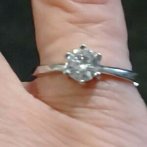 Classic Silver Solitaire Ring with Clear Stone - Elegant Women's Ring